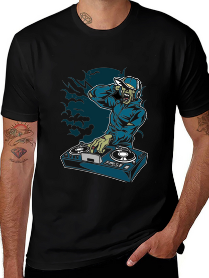 Zombie DJ Graphic T-Shirt - Turntable Design