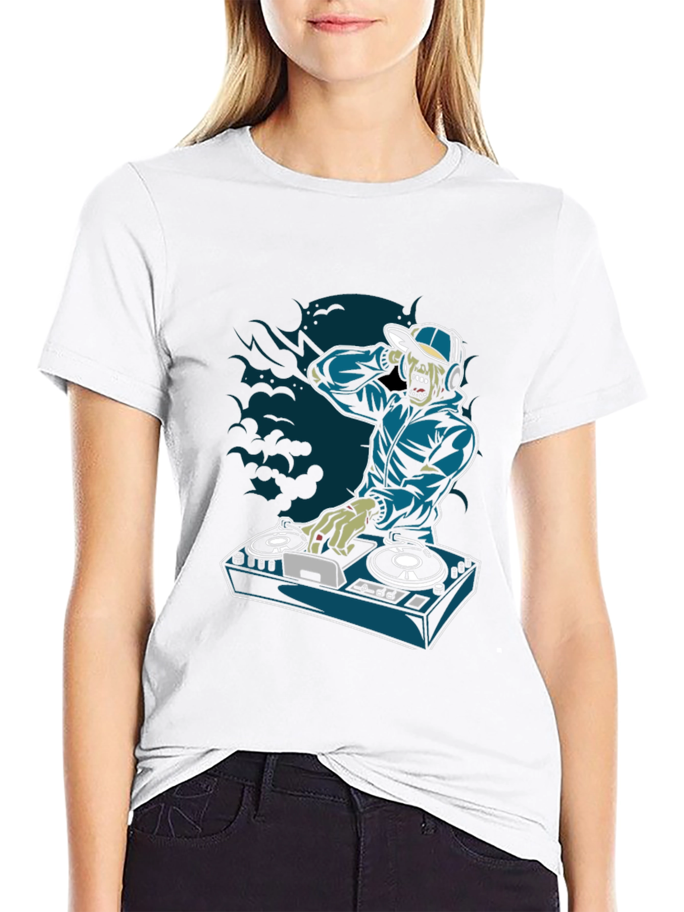 Zombie DJ Graphic T-Shirt - Turntable Design