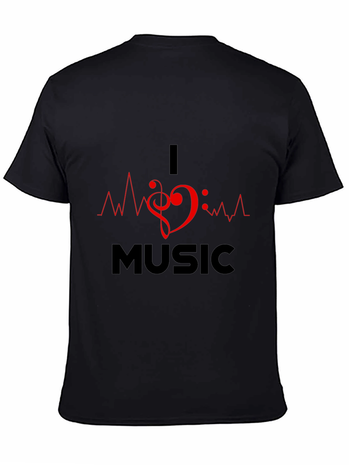 I Heart Music Graphic Black T-Shirt