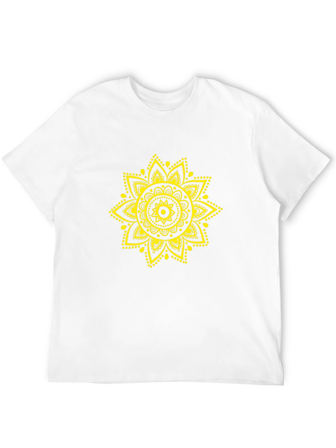 Mens Black T-Shirt with Yellow Mandala Design
