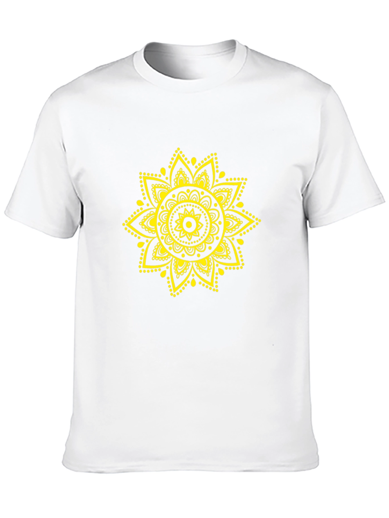 Mens Black T-Shirt with Yellow Mandala Design