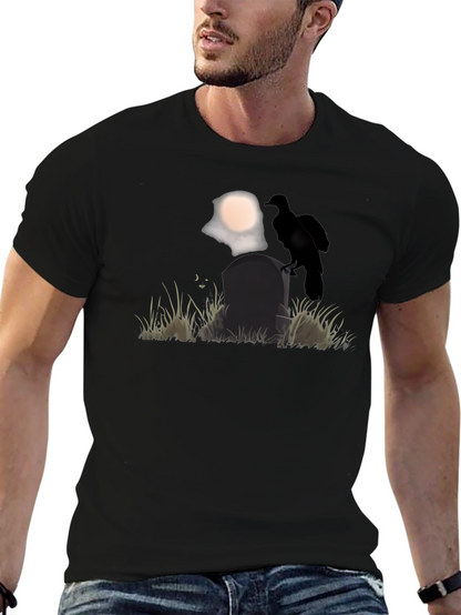 Raven on Tombstone Graphic Tee - Halloween