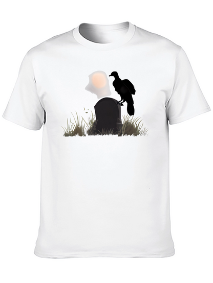 Raven on Tombstone Graphic Tee - Halloween