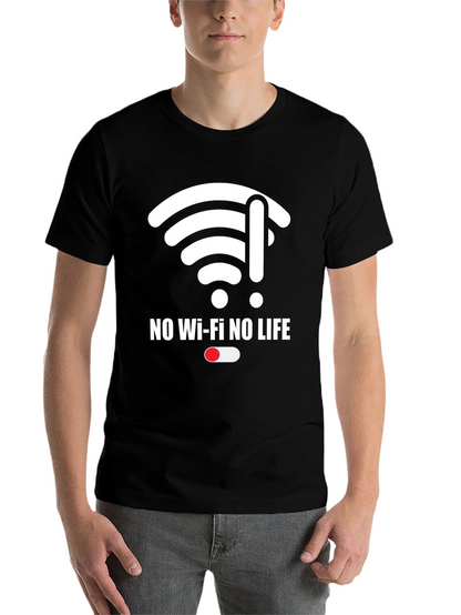 No Wi-Fi No Life Graphic Tee - Black Cotton