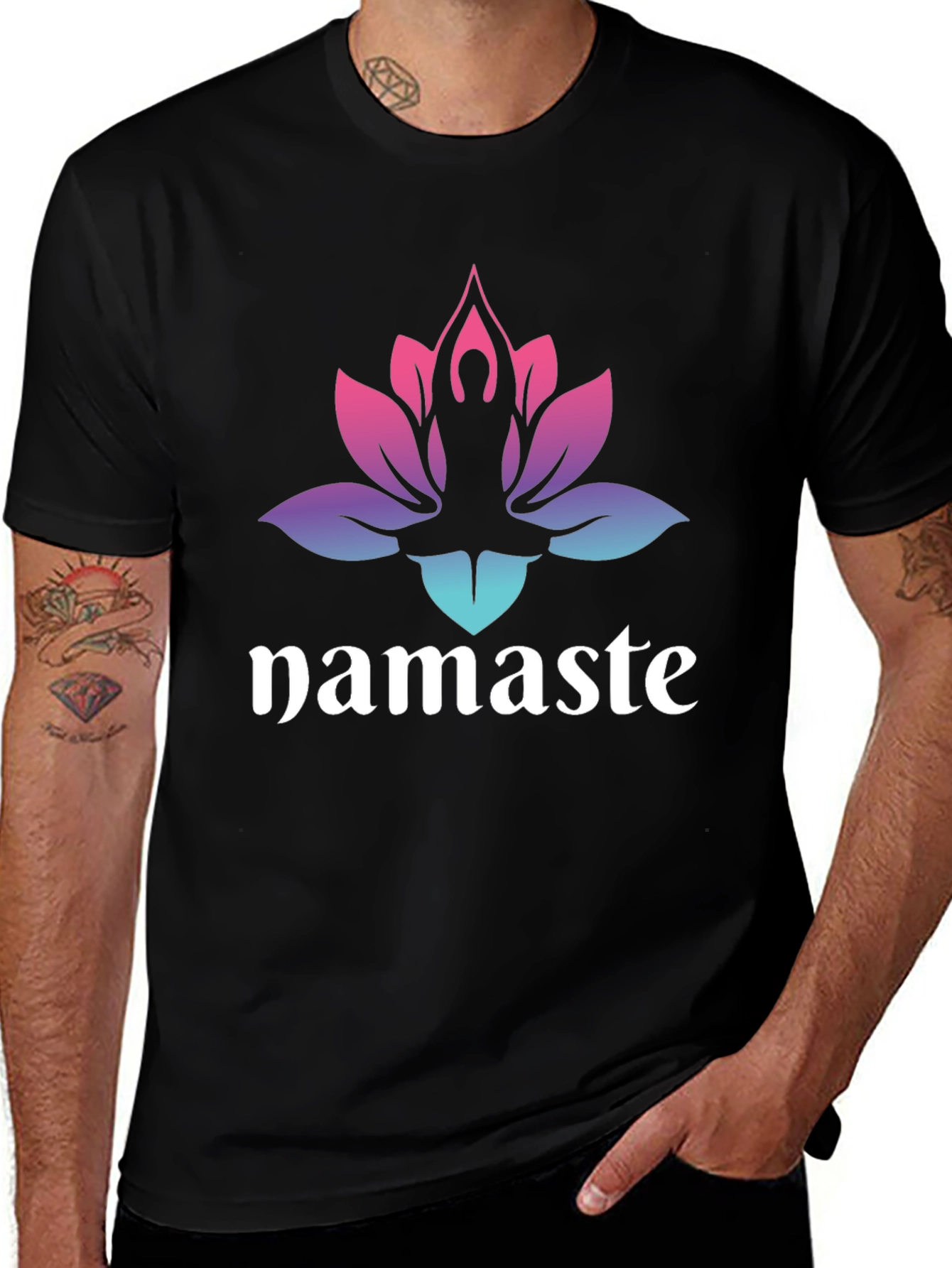 Namaste Lotus Graphic Tee - Mens Black T-Shirt