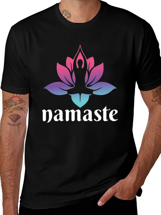 Namaste Lotus Graphic Tee - Mens Black T-Shirt