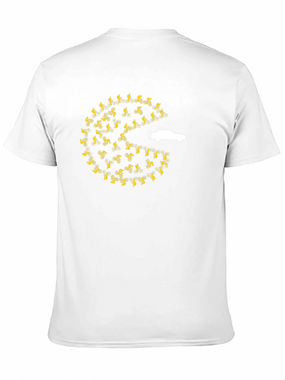 Pac-Man Car Chasing Cyclists Graphic T-Shirt
