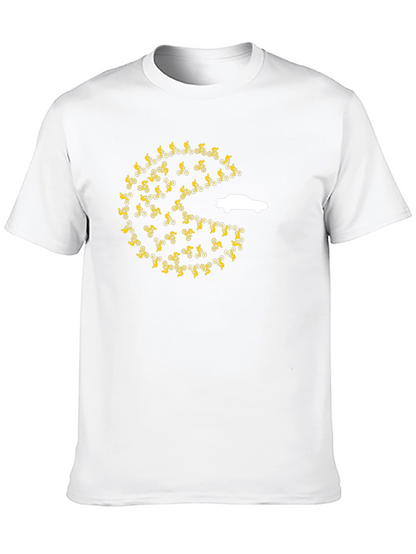 Pac-Man Car Chasing Cyclists Graphic T-Shirt