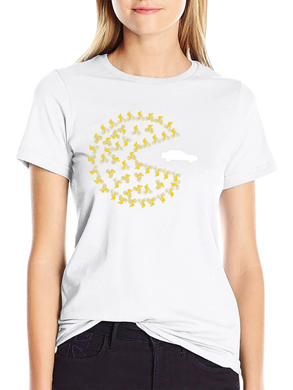 Pac-Man Car Chasing Cyclists Graphic T-Shirt