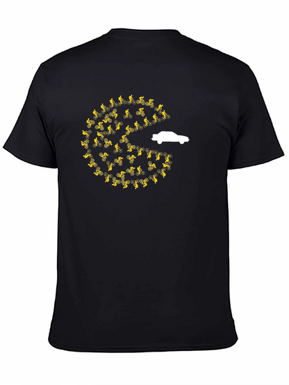 Pac-Man Car Chasing Cyclists Graphic T-Shirt