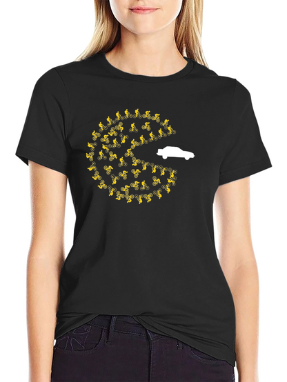 Pac-Man Car Chasing Cyclists Graphic T-Shirt