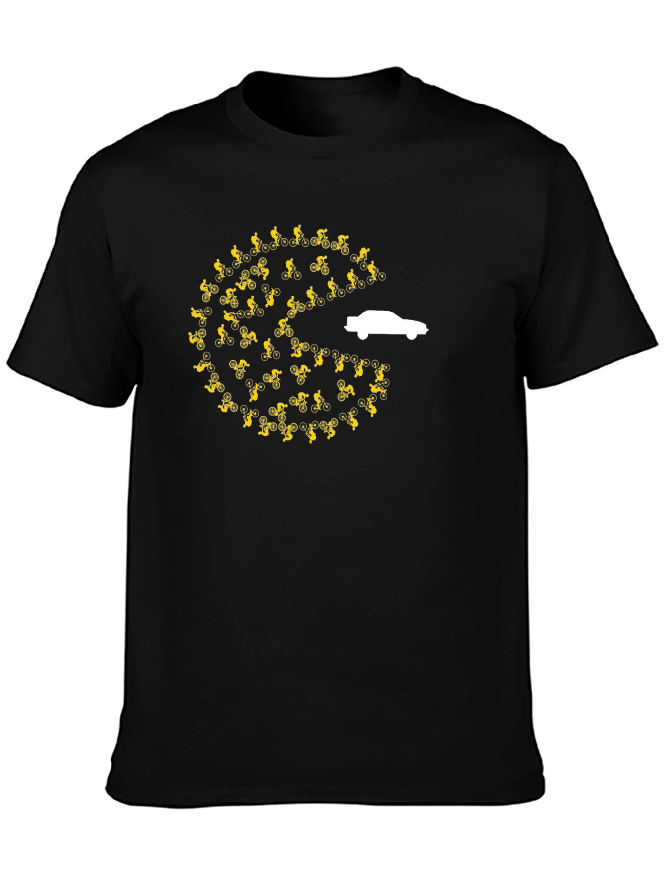 Pac-Man Car Chasing Cyclists Graphic T-Shirt
