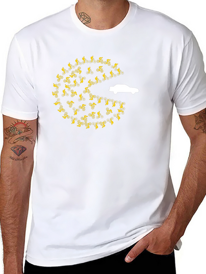 Pac-Man Car Chasing Cyclists Graphic T-Shirt