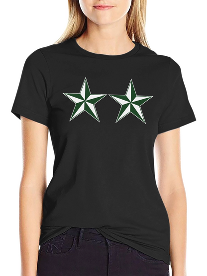 Black T-Shirt with Green Star Design