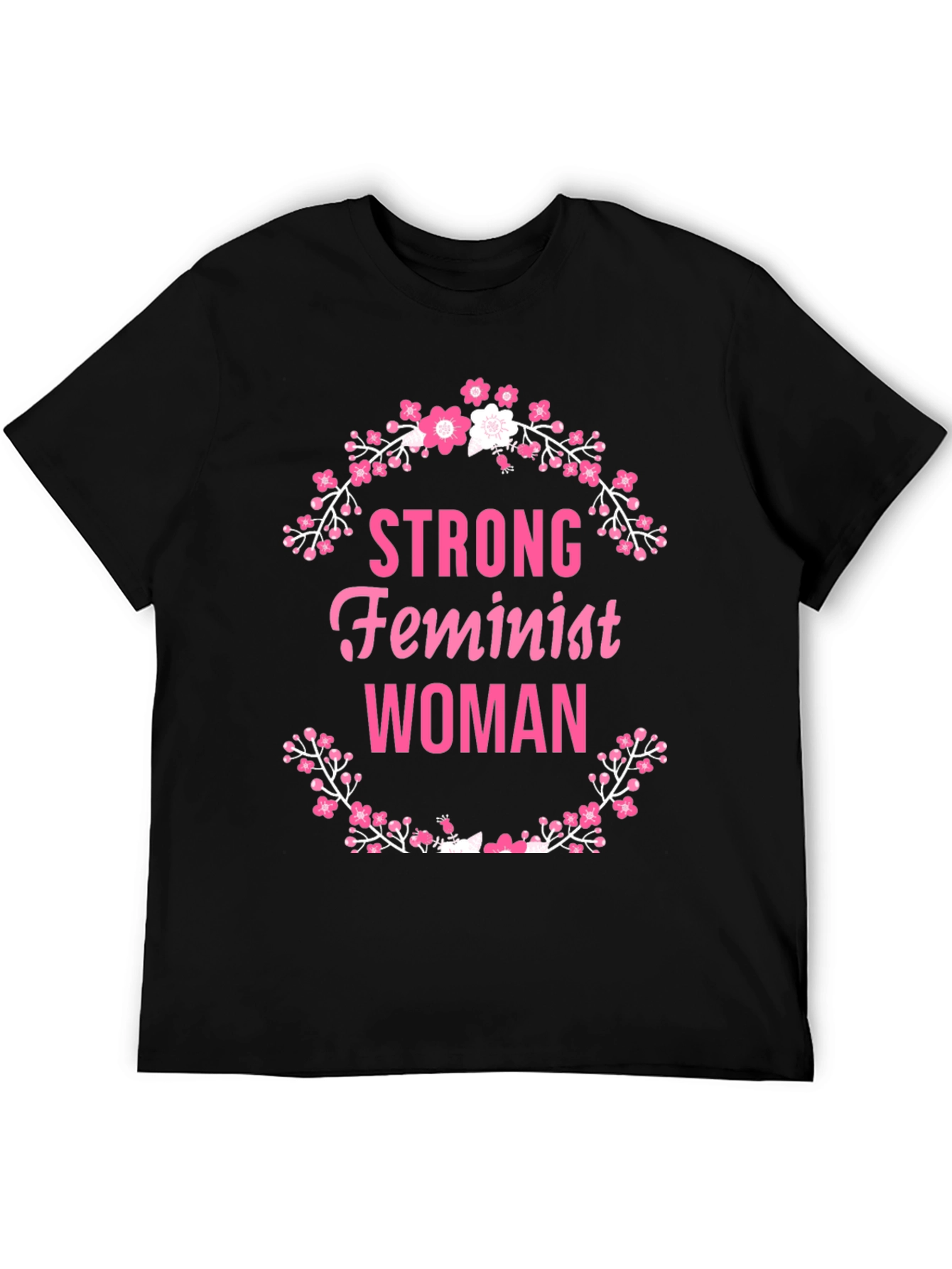 Strong Feminist Woman Floral Wreath T-Shirt