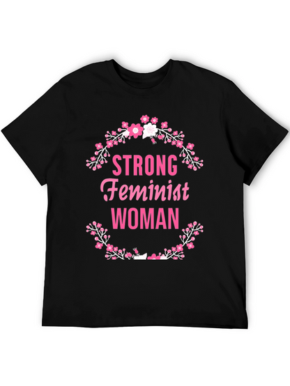 Strong Feminist Woman Floral Wreath T-Shirt