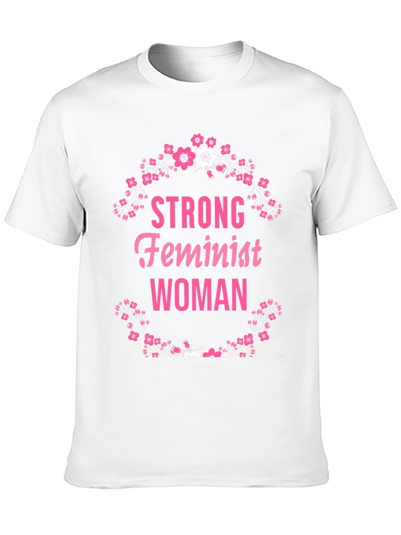 Strong Feminist Woman Floral Wreath T-Shirt