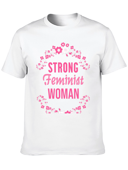 Strong Feminist Woman Floral Wreath T-Shirt