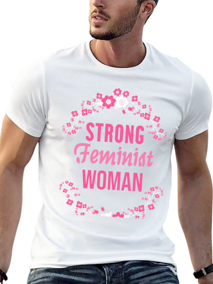 Strong Feminist Woman Floral Wreath T-Shirt