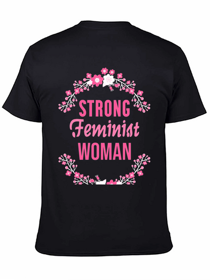 Strong Feminist Woman Floral Wreath T-Shirt