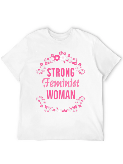 Strong Feminist Woman Floral Wreath T-Shirt