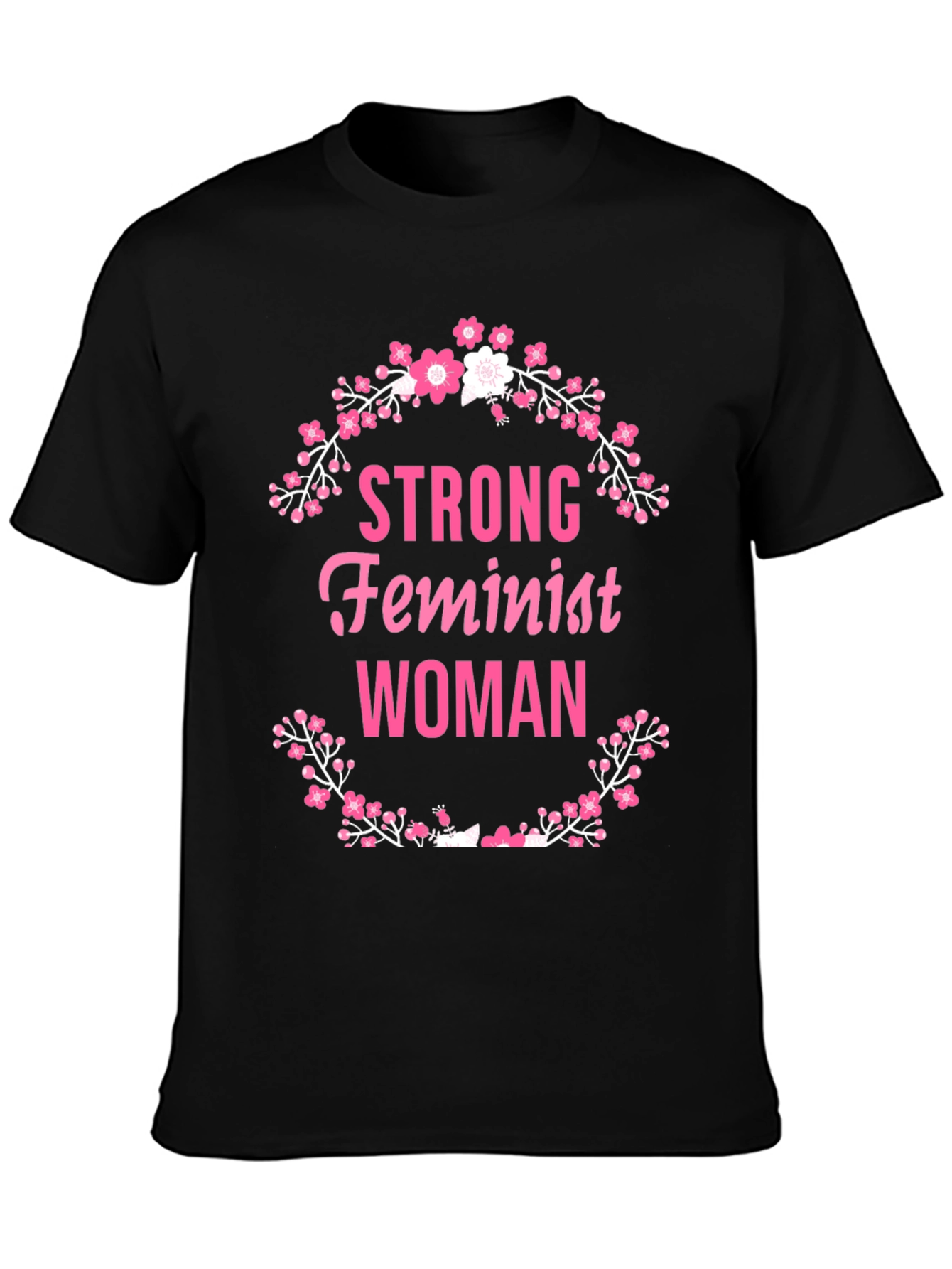 Strong Feminist Woman Floral Wreath T-Shirt