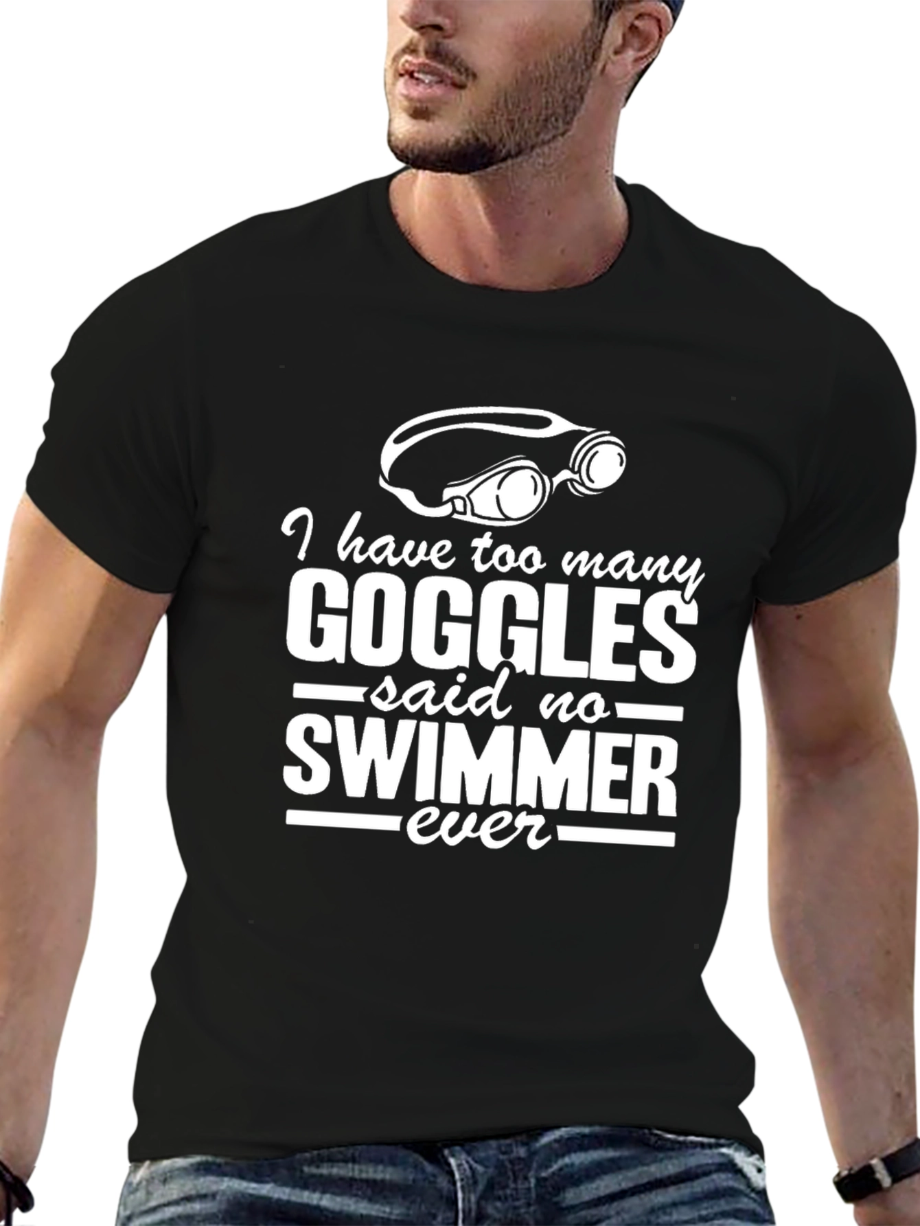 Funny Swimmer T-Shirt: I have too many goggles!
