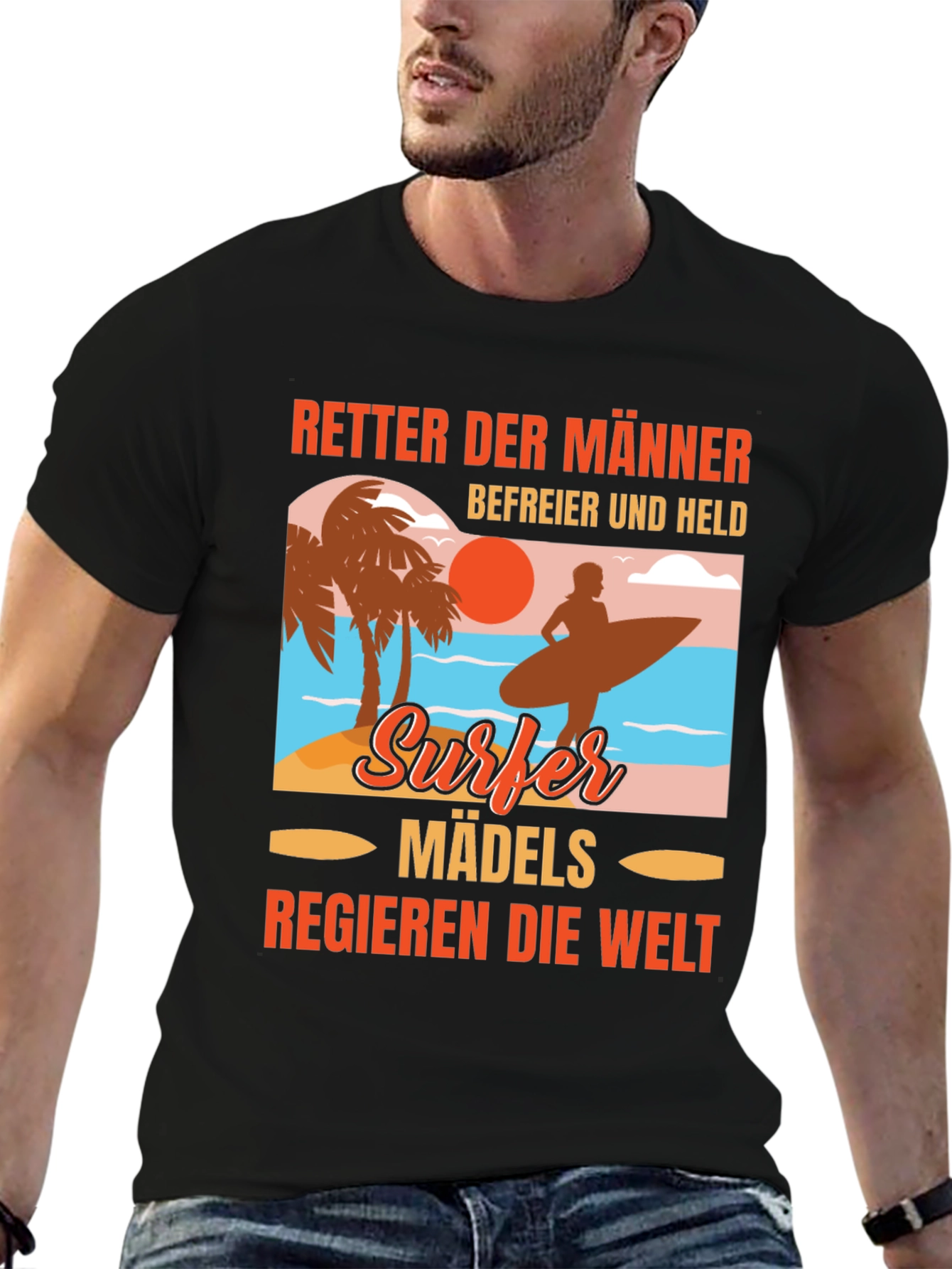 Surfer Madels T-Shirt: Beach Vibes Relaxed Fit