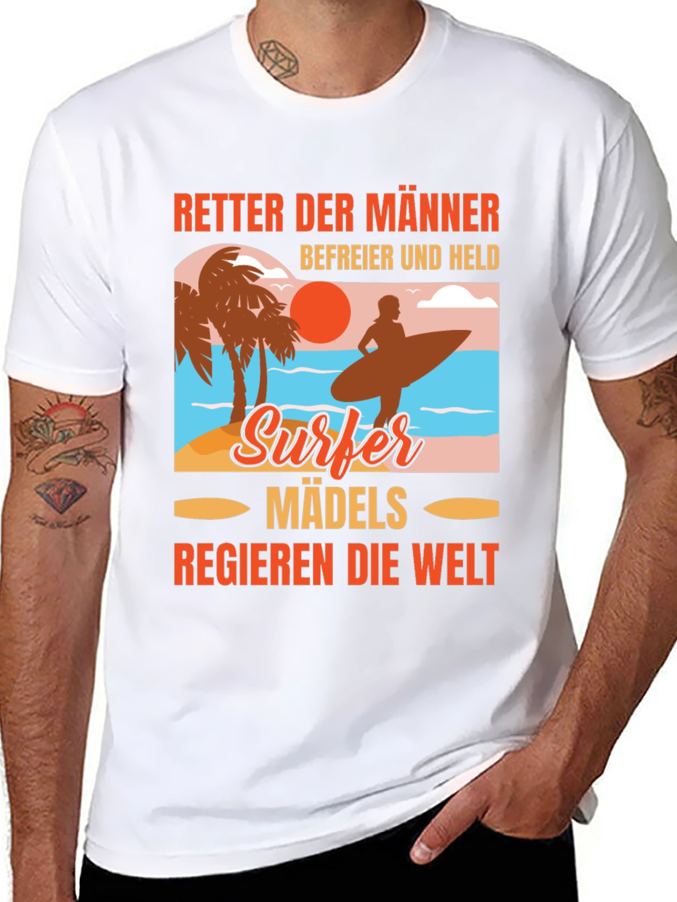 Surfer Madels T-Shirt: Beach Vibes Relaxed Fit