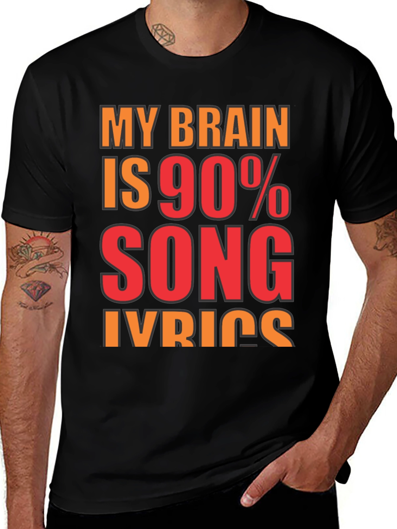 Song Lyrics T-Shirt - Brain 90% Music