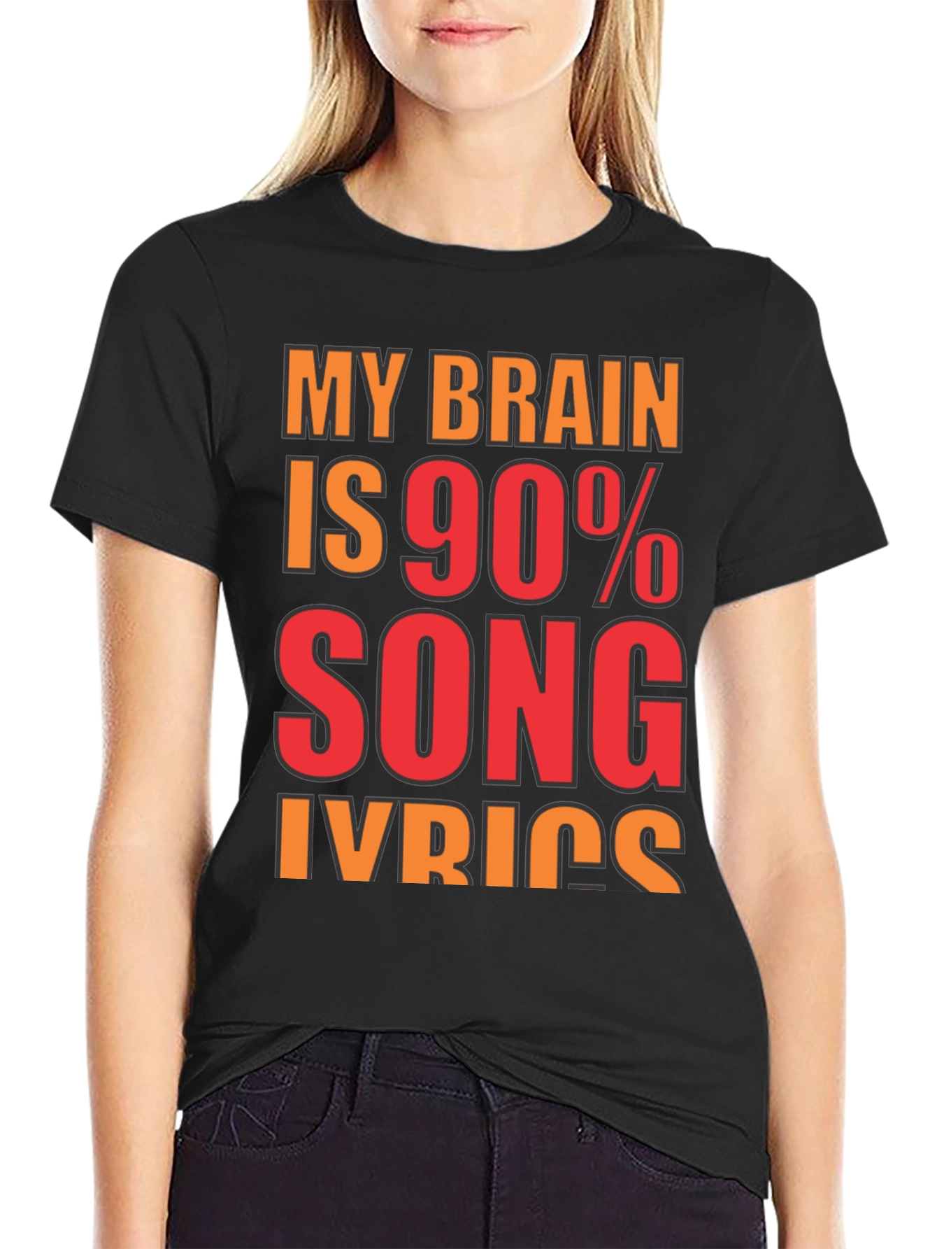 Song Lyrics T-Shirt - Brain 90% Music