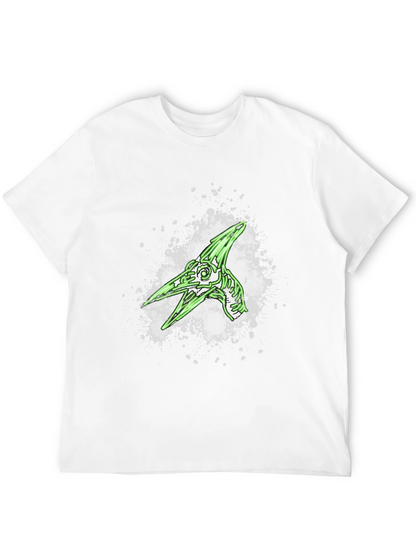Green Pterodactyl Skeleton Graphic Black T-Shirt