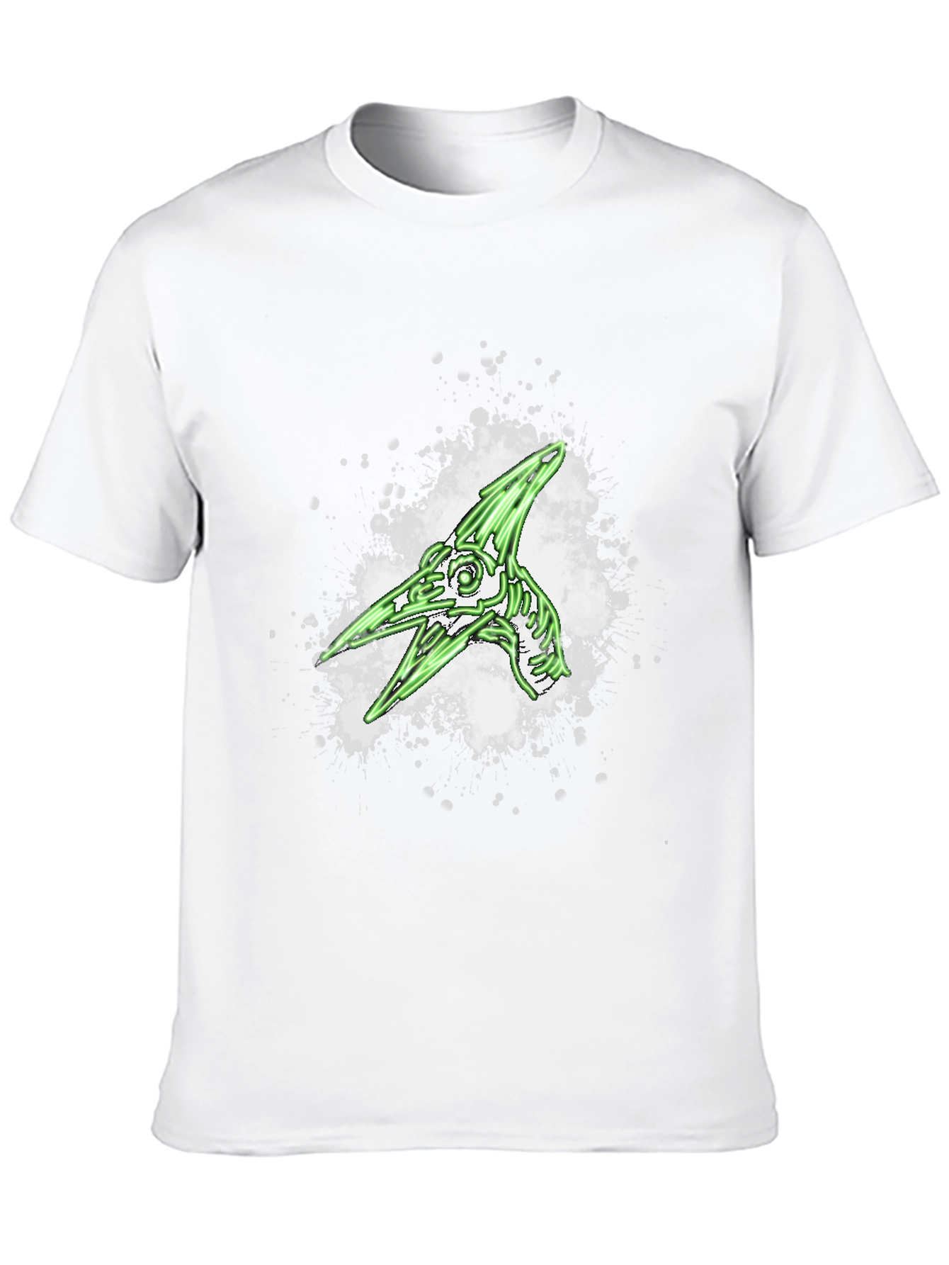 Green Pterodactyl Skeleton Graphic Black T-Shirt