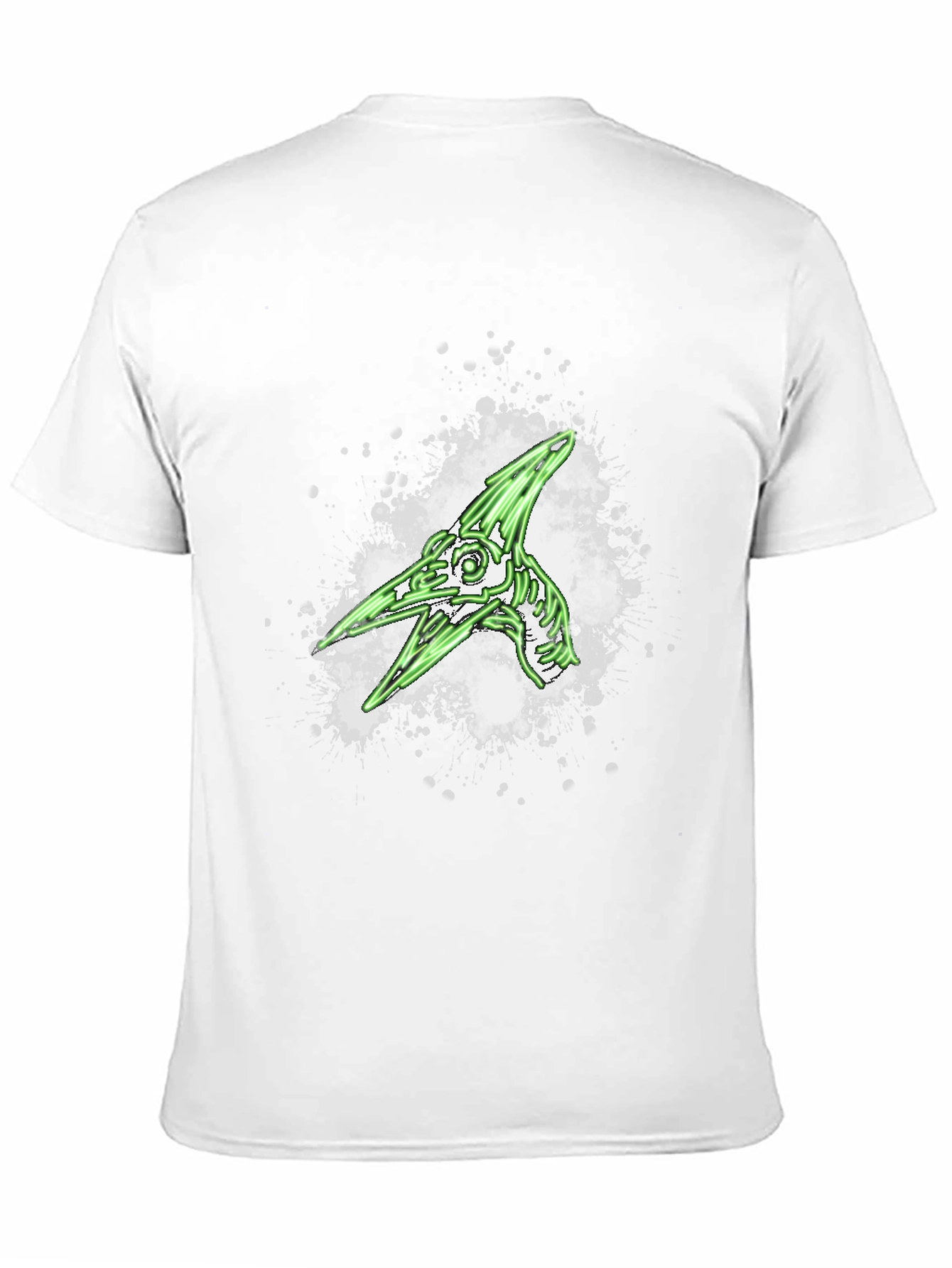 Green Pterodactyl Skeleton Graphic Black T-Shirt