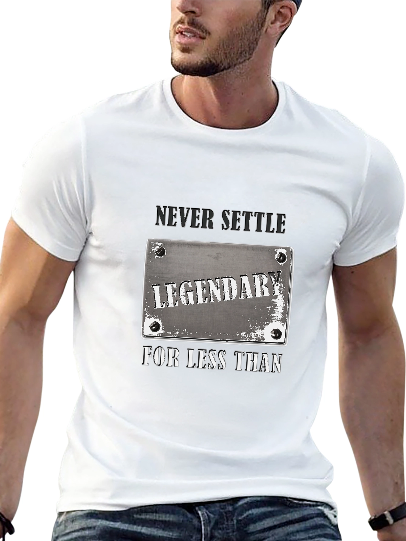 Legendary Never Settle Black Graphic T-Shirt