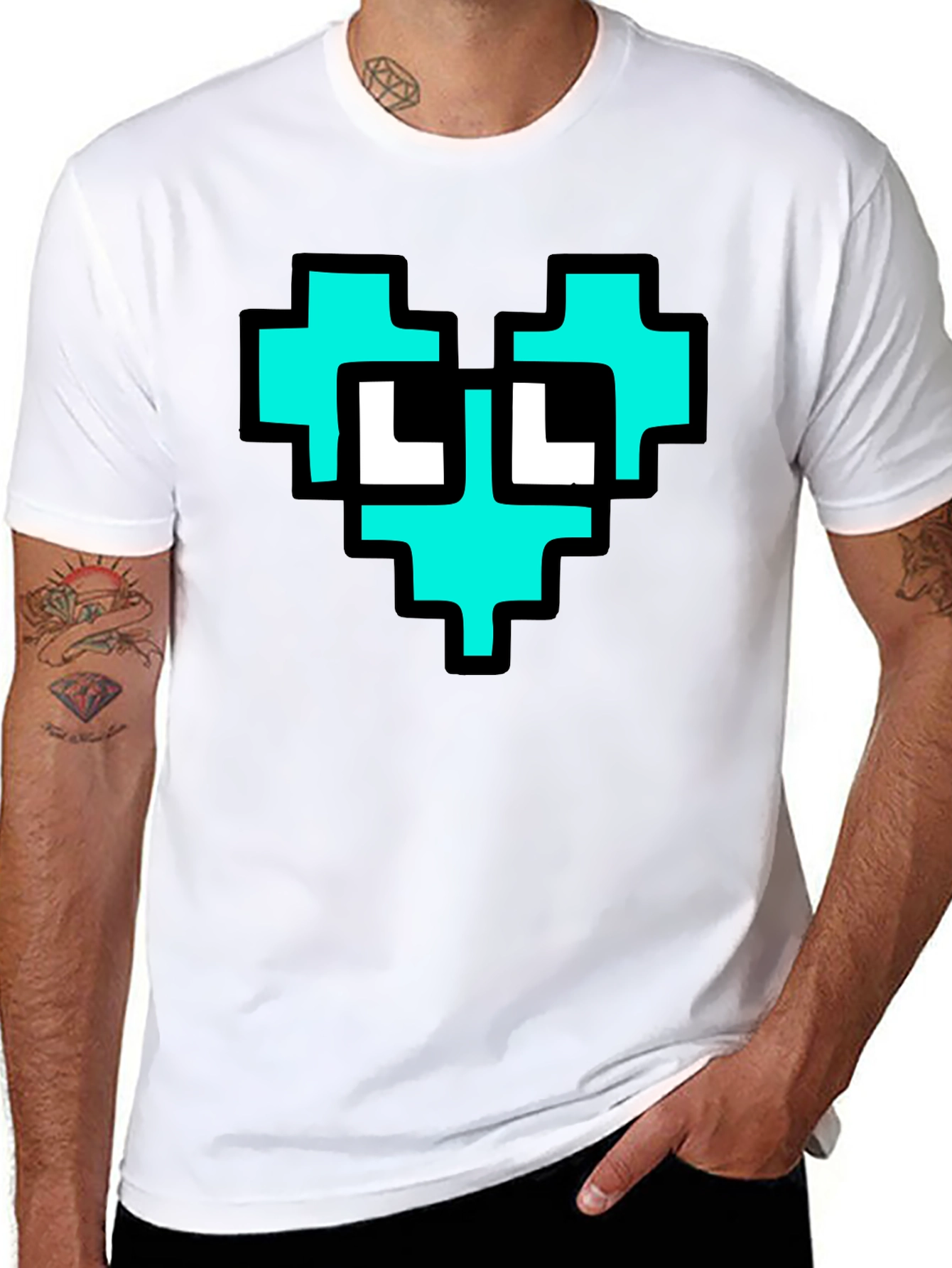 Pixel Heart Graphic T-Shirt - Cool Geeky Design