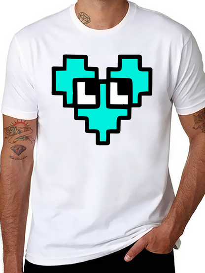 Pixel Heart Graphic T-Shirt - Cool Geeky Design