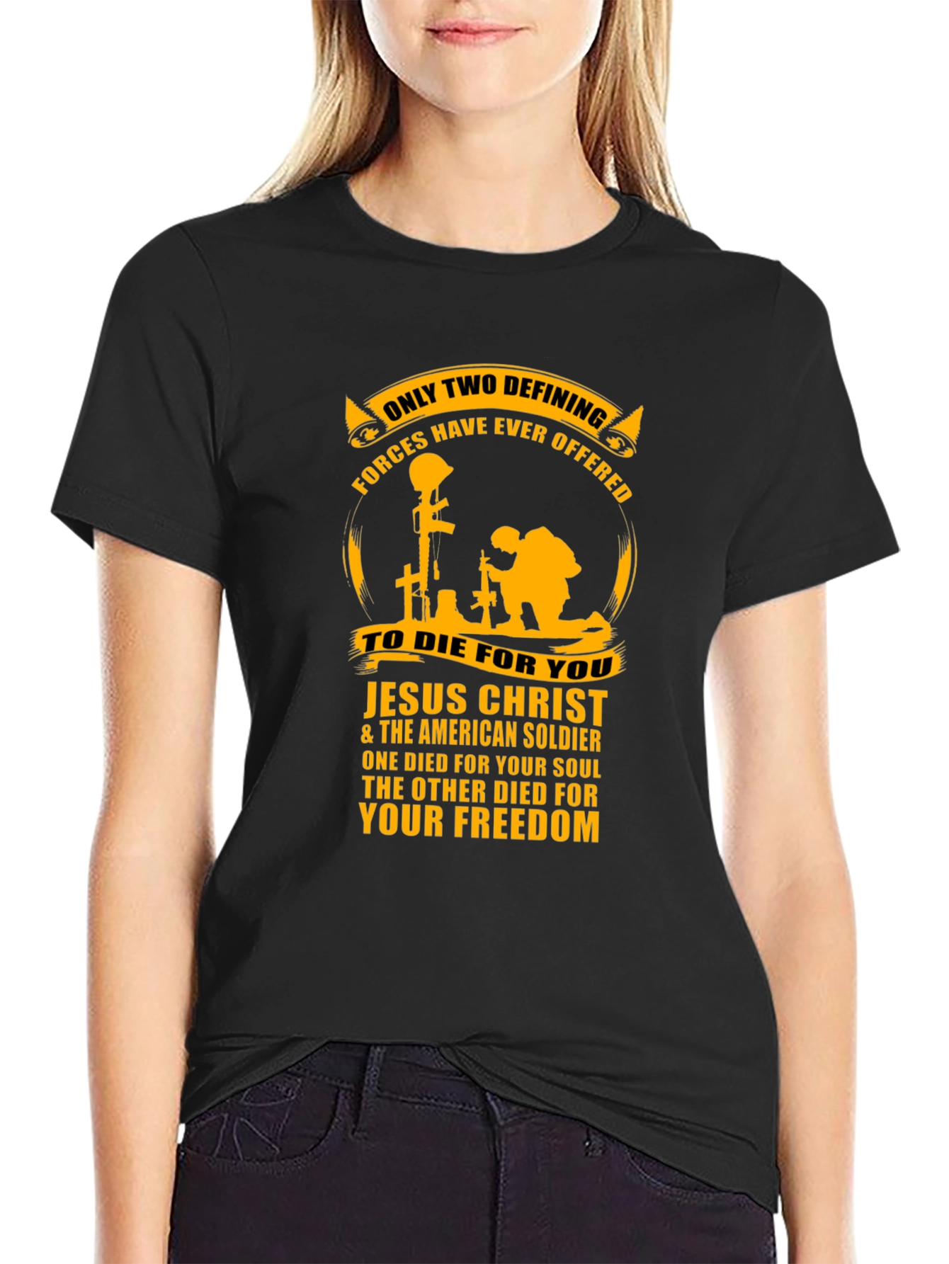 Patriotic Jesus Christ & American Soldier T-Shirt