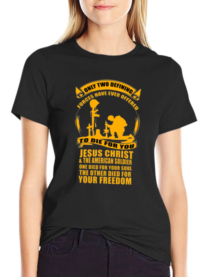 Patriotic Jesus Christ & American Soldier T-Shirt
