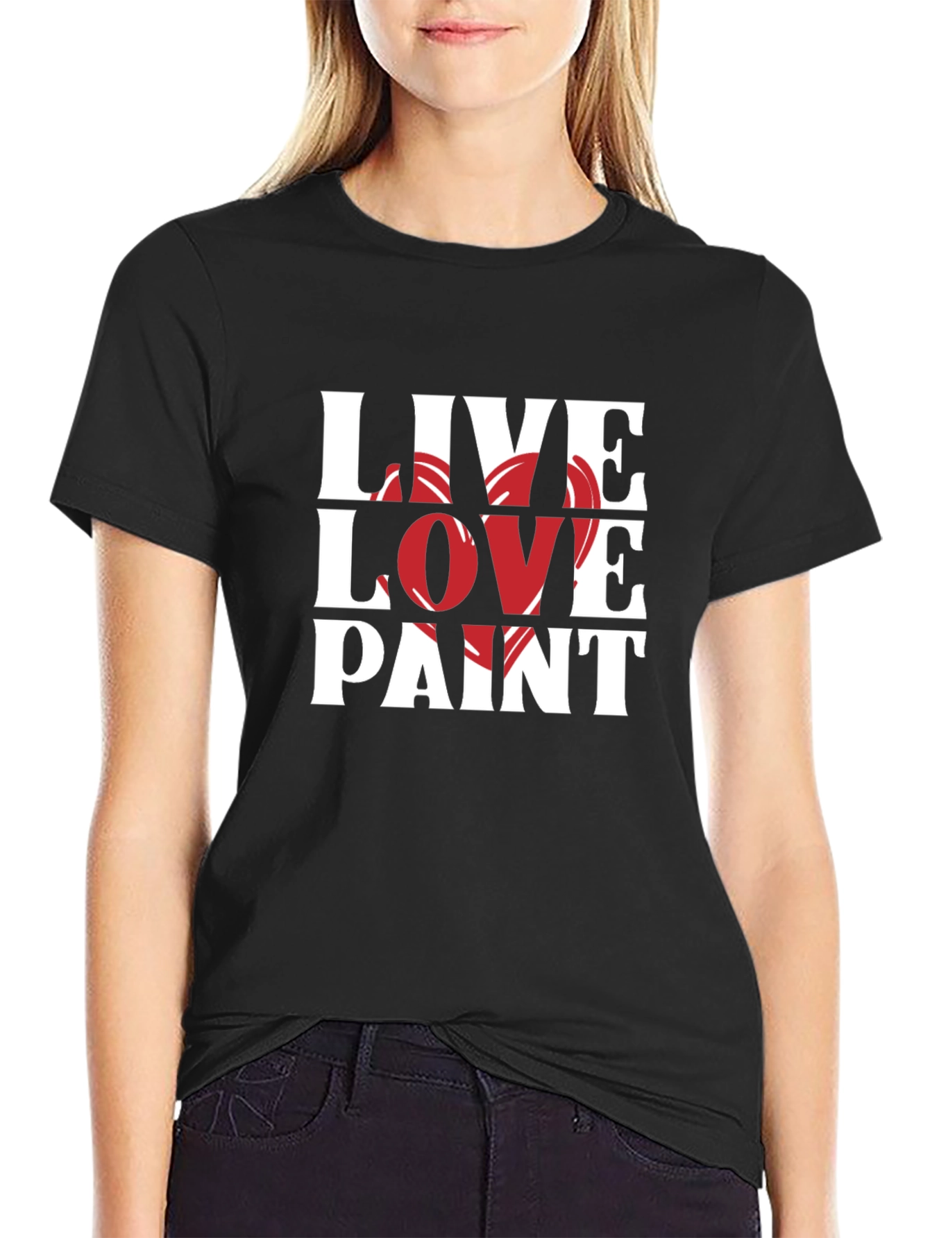 Live Love Paint Black Graphic T-Shirt