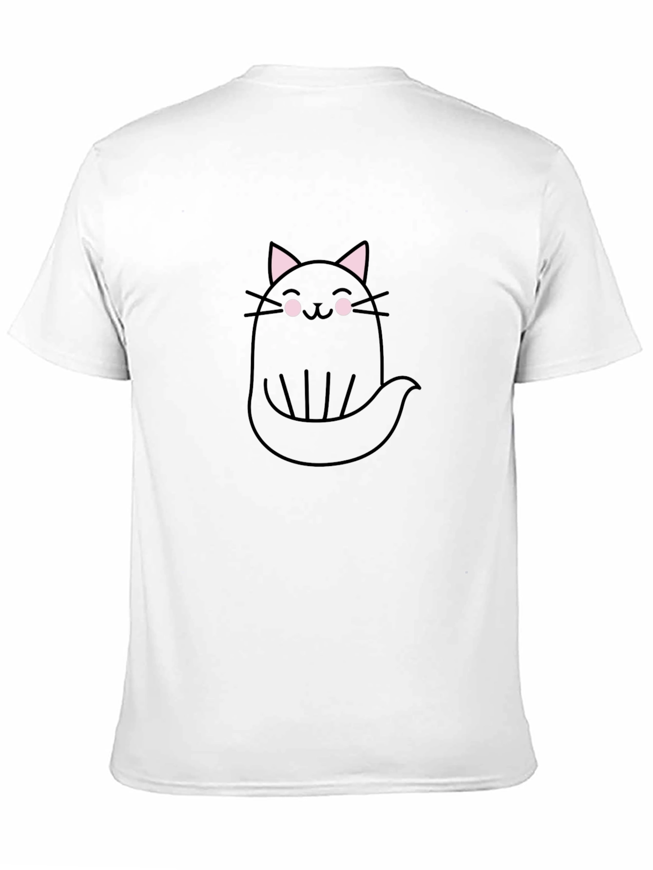Cute Ghost Cat Graphic Tee - Black Cotton T-Shirt
