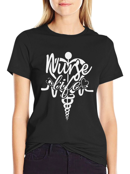 Nurse Life T-Shirt - Caduceus Design - Black