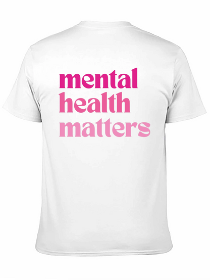Mental Health Matters Pink Text Black T-Shirt