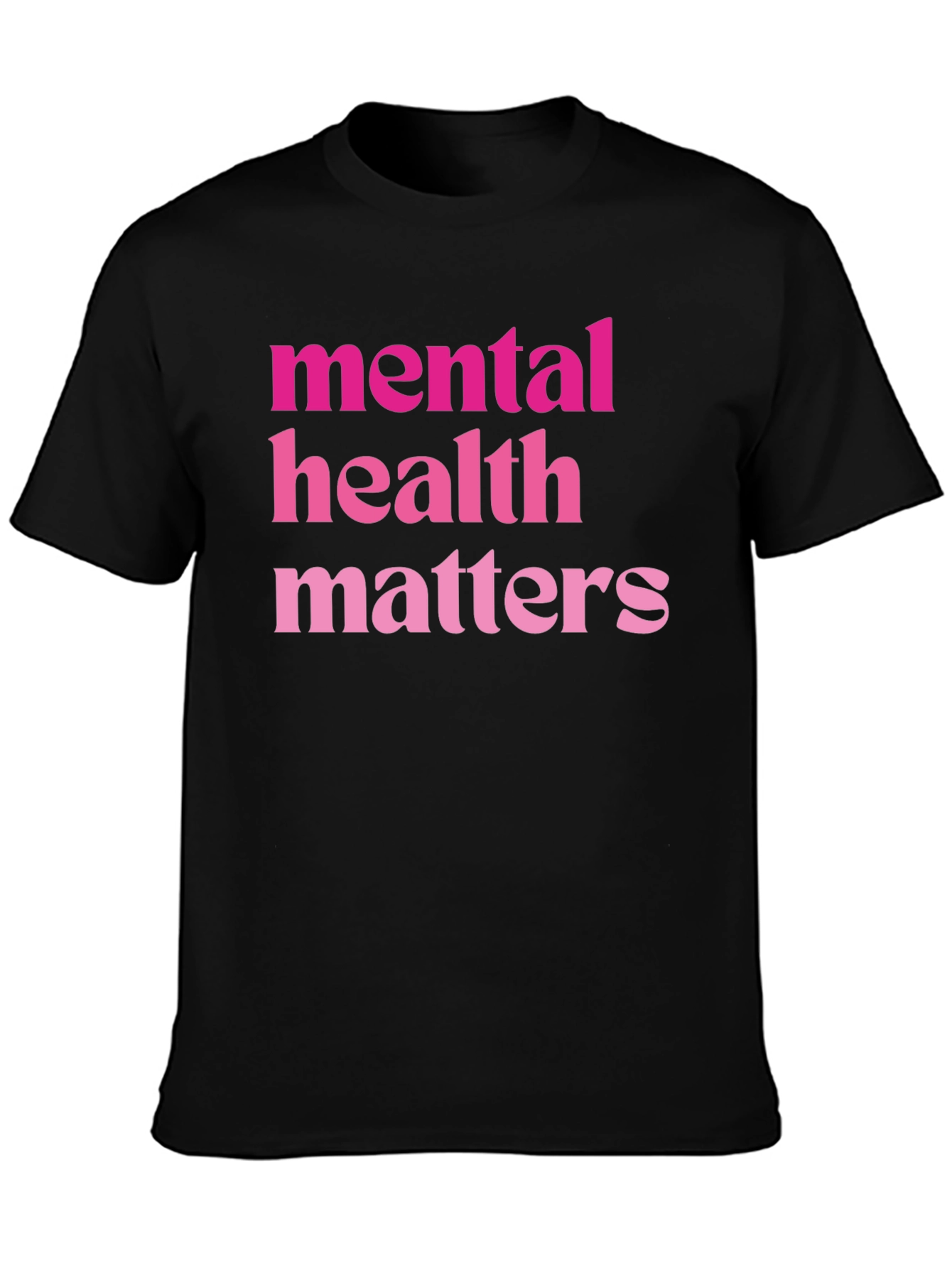 Mental Health Matters Pink Text Black T-Shirt