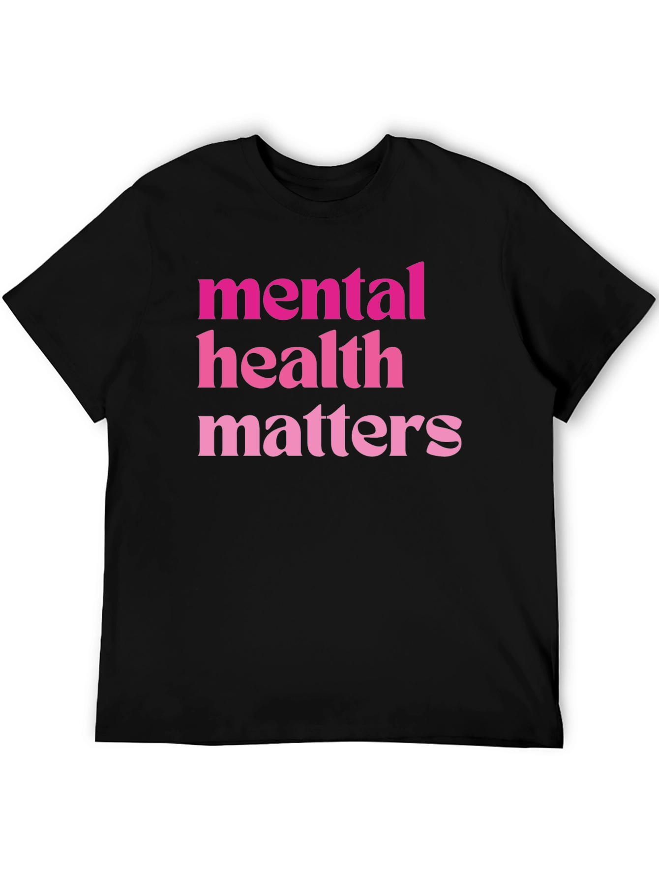 Mental Health Matters Pink Text Black T-Shirt
