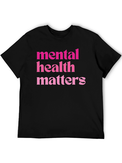 Mental Health Matters Pink Text Black T-Shirt