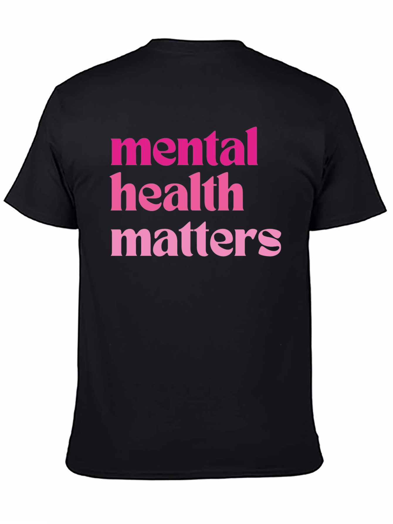 Mental Health Matters Pink Text Black T-Shirt