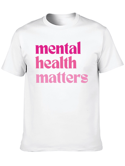 Mental Health Matters Pink Text Black T-Shirt