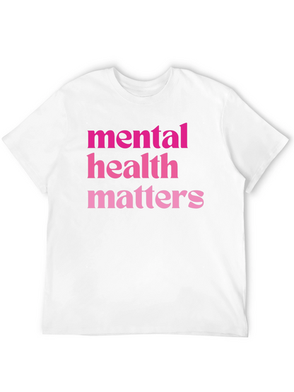 Mental Health Matters Pink Text Black T-Shirt