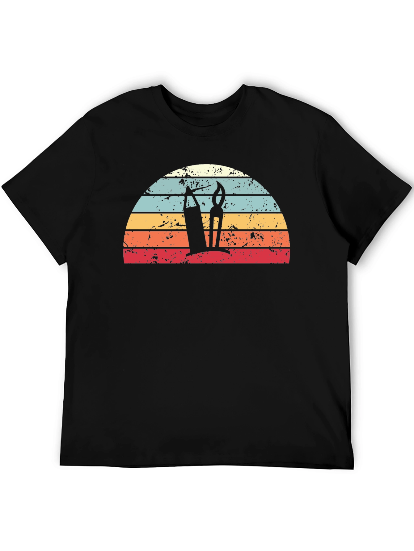 Retro Artist Sunrise Graphic Tee - Black Unisex T-Shirt